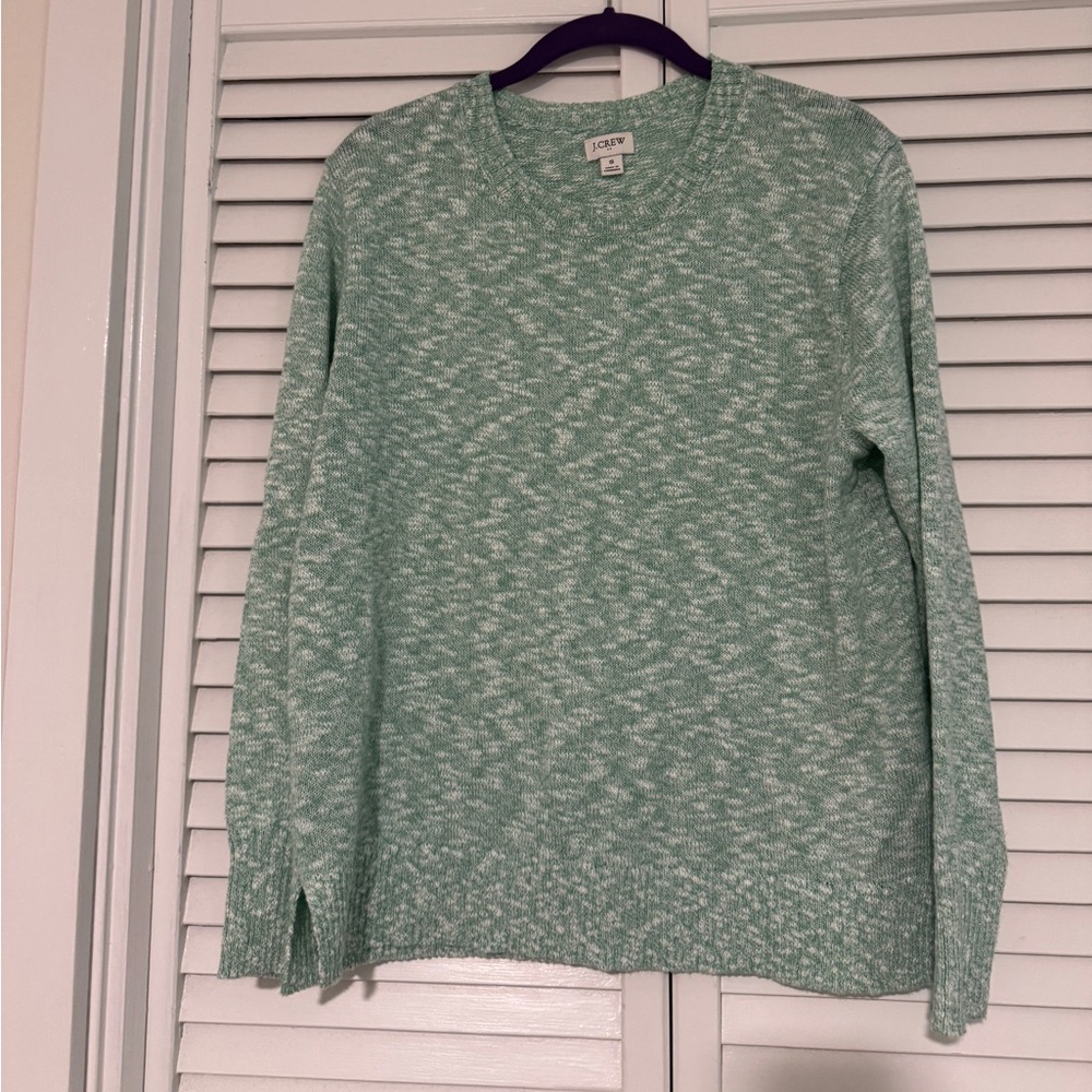 J Crew Green Cotton Women's crew neck pullover Sweater